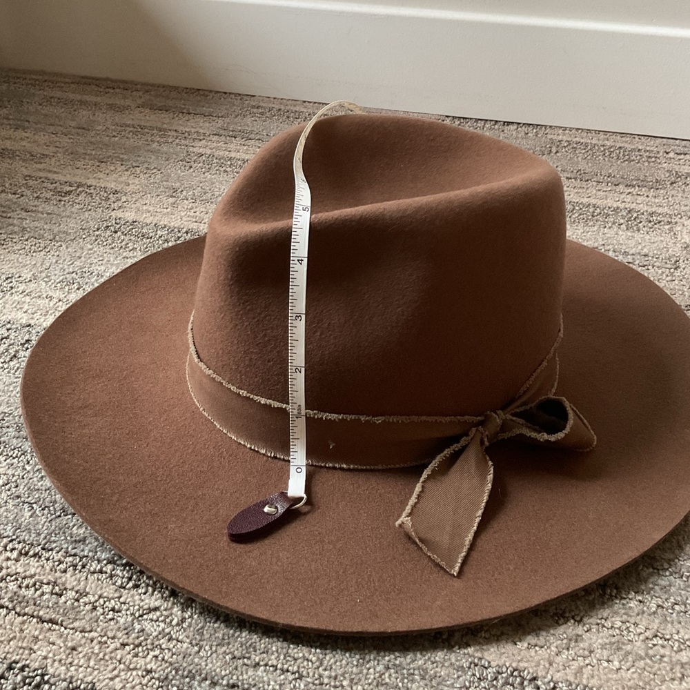 Olive&Pique - Brown Women's Wide Brim Fedora Hat - Picture 5 of 5